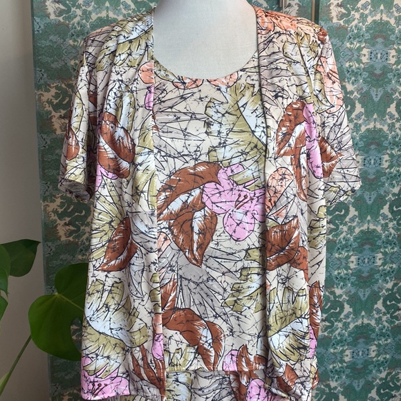 1980s Copy Cats 2pc Poly Print Skirt set - Picture 2 of 5